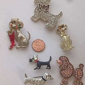 Assorted Dog Brooch Set with Crystals